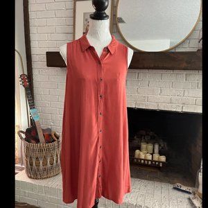 Vintage 90's Mom button down shirtdress. Sleeveless with Pockets Medium